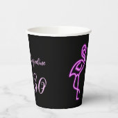 Gobelets En Papier Personnalisé 30e anniversaire Retro Neon rose flam (Gauche)