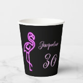 Gobelets En Papier Personnalisé 30e anniversaire Retro Neon rose flam (Recto)