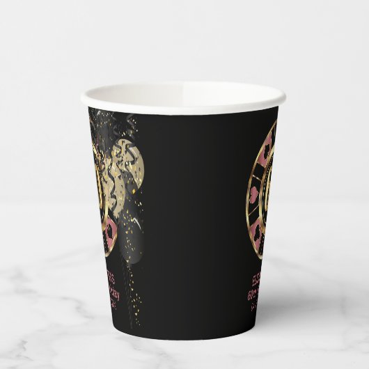 Gobelets En Papier Personnalisé 60e anniversaire Vegas Style (Gauche)