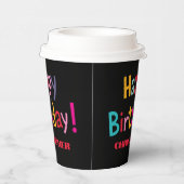 Gobelets En Papier Personnalisé Colorful Retro Joyeux Anniversaire - (Droite)