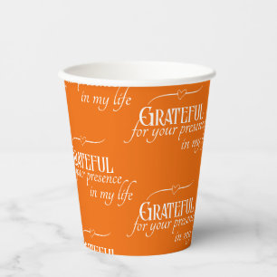 Gobelets En Papier Personnalisé Elégant Grateful Thanksgiving Orange