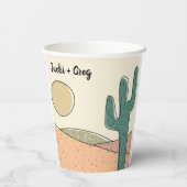 Gobelets En Papier Personnalisé Retro Boho Desert Cactus Mariage (Verso)