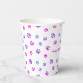 Gobelets En Papier Personnalisé rose violet Empreintes de pattes Anim (Droite)