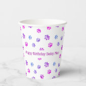 Gobelets En Papier Personnalisé rose violet Empreintes de pattes Anim (Recto)