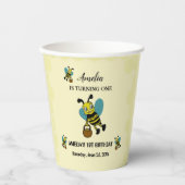 Gobelets En Papier Personnalisé thème de l'abeille 1er fête d'anniver (Recto)
