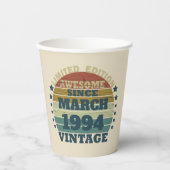 Gobelets En Papier Personnalisé Trente vintage 30e anniversaire (Recto)