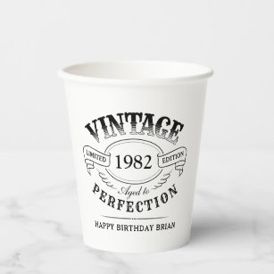 Gobelets En Papier Personnalisé Vintage Âgé À Perfection Anniversaire