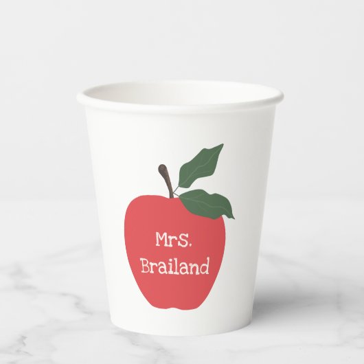 Gobelets En Papier Personnaliser enseignant cadeau pomme rouge nom pe (Recto)