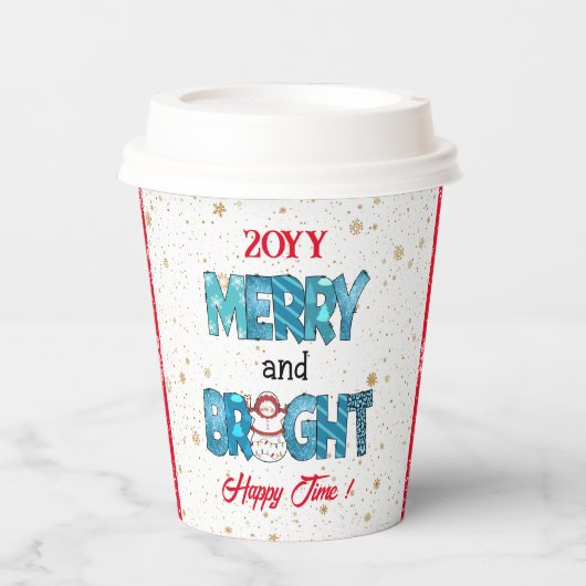 Gobelets En Papier Personnaliser Joyeuse Et Lumineuse (Recto)