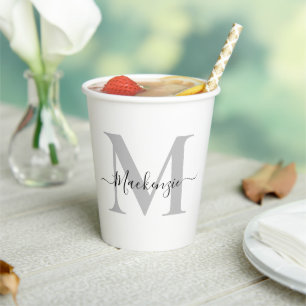 Gobelets En Papier Personnaliser le nom initial du monogramme