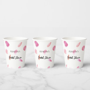 Gobelets En Papier Pétales de rose rose pêche florale Baby Shower de