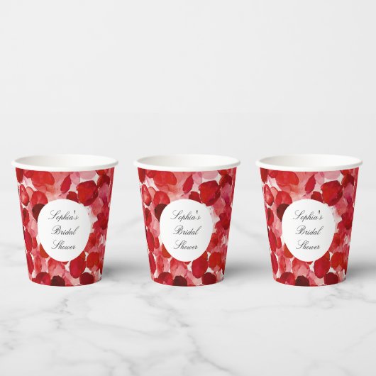 Gobelets En Papier Pétales de rose rouge romantique Mariage floral (Multi)