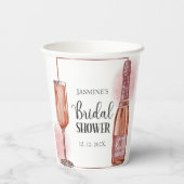 Gobelets En Papier Pétales et Verre de Prosecco Mariage Rose Pailleté (Verso)