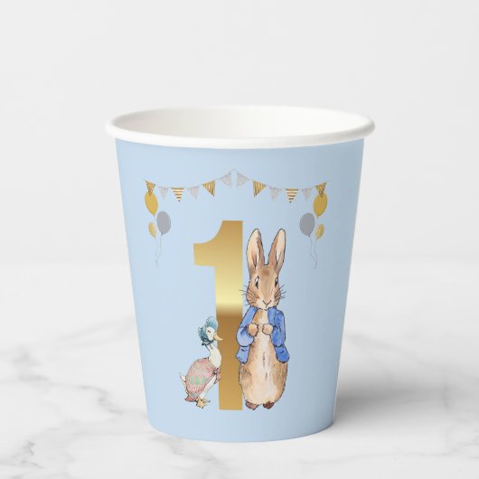 Gobelets En Papier Peter le lapin avec Jemima Premier anniversaire (Verso)