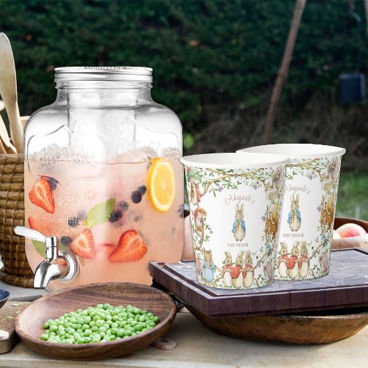 Gobelets En Papier Peter le lapin Baby shower des bois Beatrix