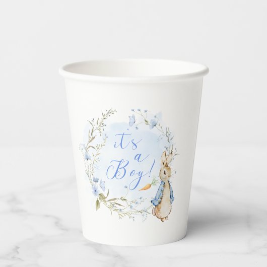 Gobelets En Papier Peter Rabbit Bleu C'est un garçon tasses de papier (Verso)