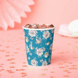 Gobelets En Papier Peter Rabbit | Blue Floral Garden Motif
