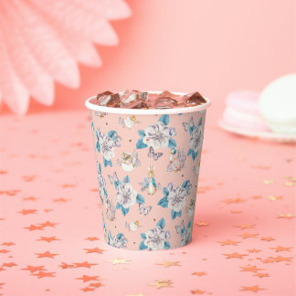 Gobelets En Papier Peter Rabbit | Motif de jardin fleuri rose
