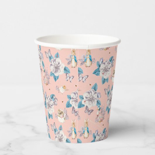 Gobelets En Papier Peter Rabbit | Motif de jardin fleuri rose (Droite)