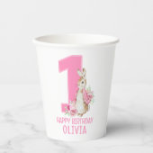 Gobelets En Papier Peter Rabbit Pink Baby Premier anniversaire (Recto)