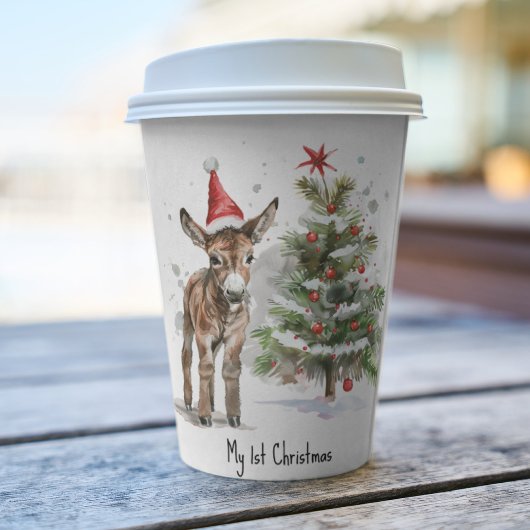 Gobelets En Papier petit âne mignon et arbre de noël, personnalisable