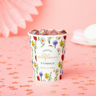 Gobelets En Papier Petit Anniversaire de enfant Fleur sauvage