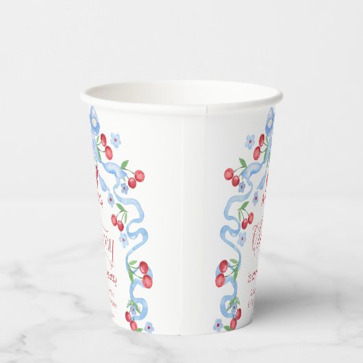 Gobelets En Papier Petit Baby shower cerise bleu boue (Droite)