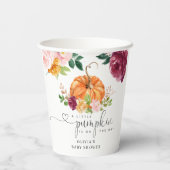 Gobelets En Papier Petit baby shower citrouille à fleurs bordeaux (Verso)