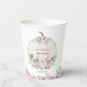 Gobelets En Papier Petit Baby shower Citrouille rose (Recto)