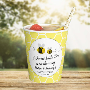 Gobelets En Papier Petit Baby shower d'abeilles au miel doux
