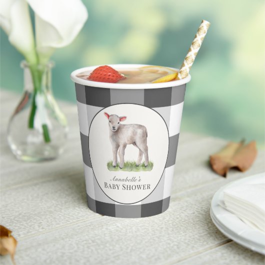 Gobelets En Papier Petit Baby shower d'agneau (Insitu)