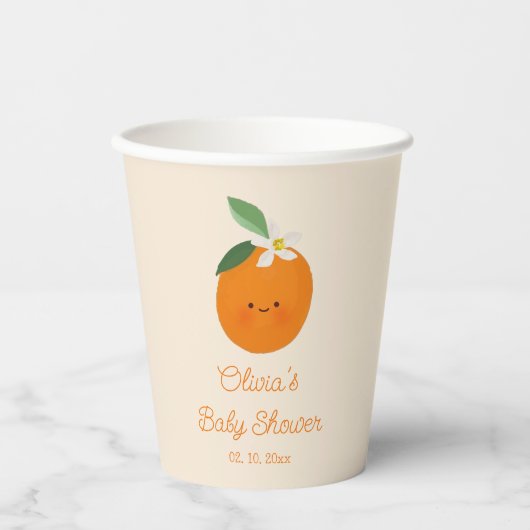Gobelets En Papier Petit Baby shower de Citrus orange Cutie (Recto)