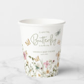 Gobelets En Papier Petit Baby shower de fille papillon (Recto)