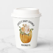Gobelets En Papier Petit Baby shower Floral Citrouille Automne (Recto)