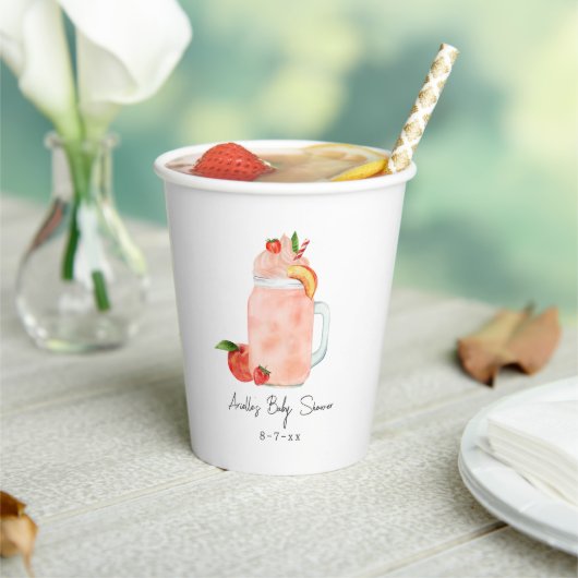 Gobelets En Papier Petit Baby shower Fruit Smoothie Fille Peach (Insitu)