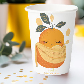 Gobelets En Papier Petit Baby shower orange