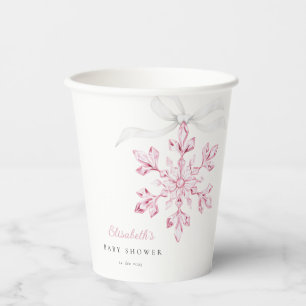 Gobelets En Papier Petit Baby shower rose Snowflake