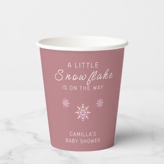 Gobelets En Papier Petit Baby shower rose Snowflake (Verso)