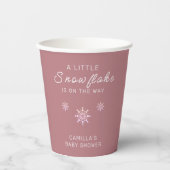 Gobelets En Papier Petit Baby shower rose Snowflake (Recto)