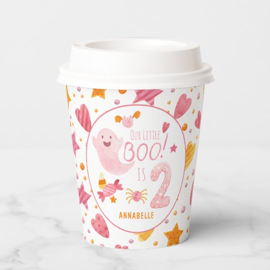 Gobelets En Papier Petit Boo Fantôme Rose, deux ans (Verso)