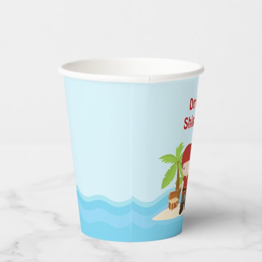 Gobelets En Papier Petit Brunette Pirate Boy en rouge Anniversaire (Droite)