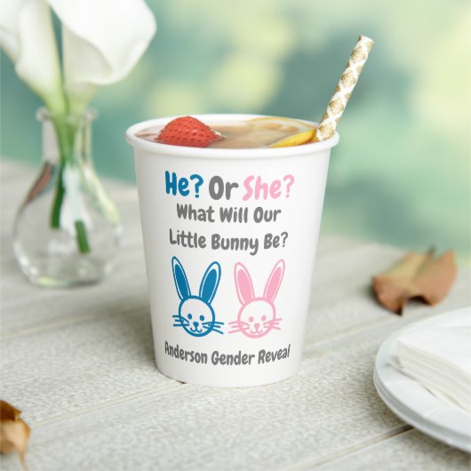 Gobelets En Papier Petit Bunny Gender Reveal (Insitu)