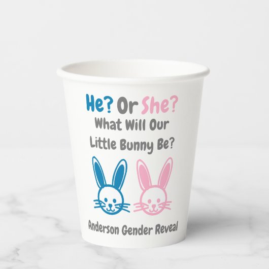 Gobelets En Papier Petit Bunny Gender Reveal (Recto)