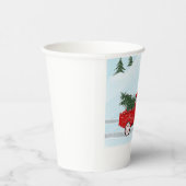 Gobelets En Papier Petit Camion rouge avec sapin de Noël dans la neig (Droite)