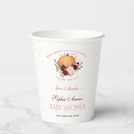 Gobelets En Papier Petit Citrouille Baby shower Thanksgiving (Verso)
