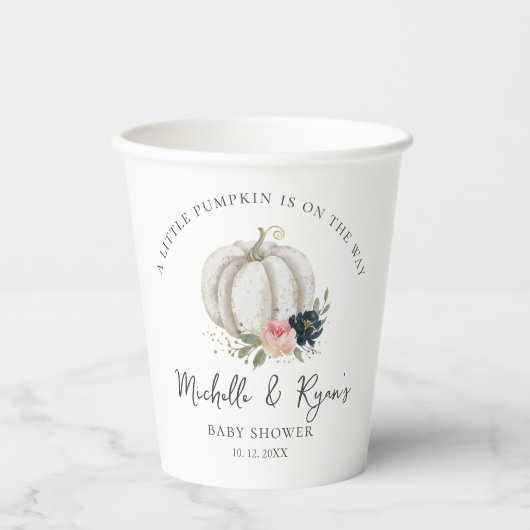 Gobelets En Papier Petit Citrouille En Route Baby shower (Recto)