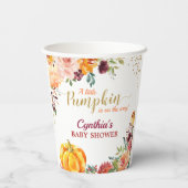 Gobelets En Papier Petit Citrouille sur son chemin Chute Baby shower  (Verso)