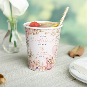 Gobelets En Papier Petit Cœur Rose Fleurs Ours Baby Shower