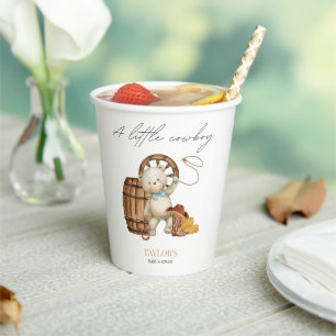 Gobelets En Papier Petit Cowboy Aquarelle Ours Baby shower Pa