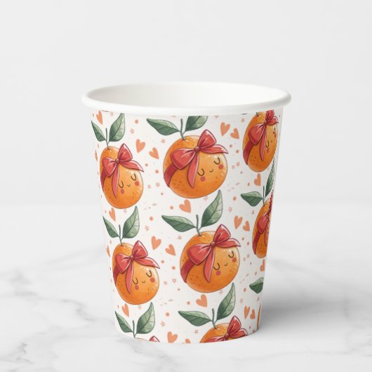 Gobelets En Papier Petit Cutie Pamplemousse Citrus Orange Thème (Verso)